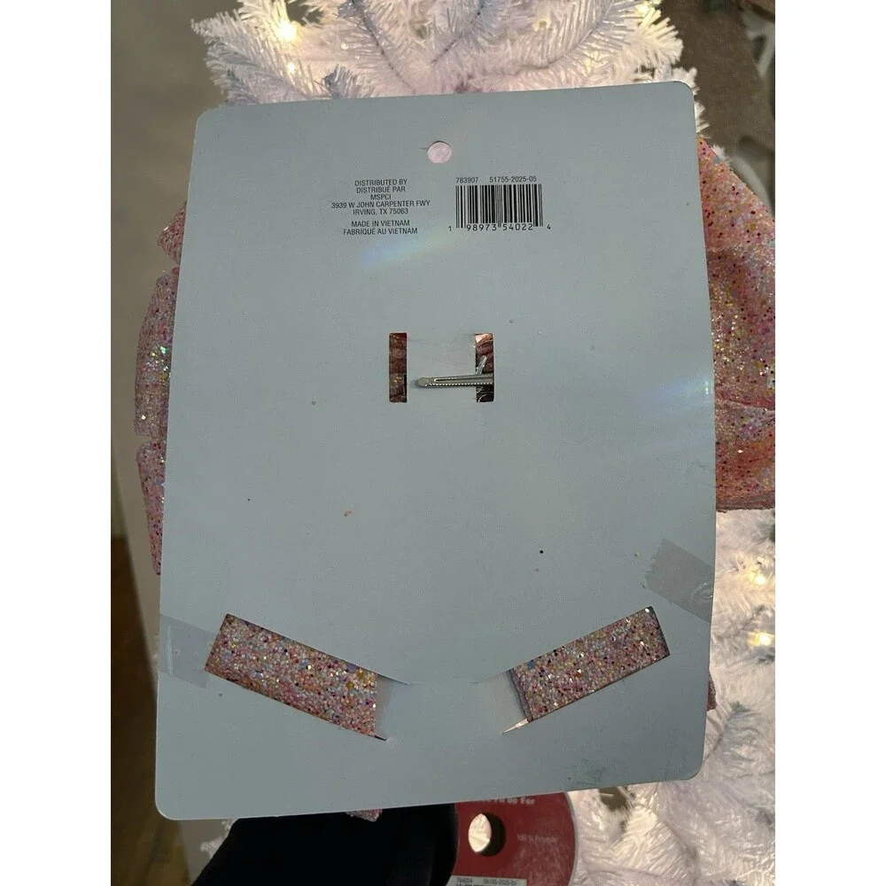Celebrate It Christmas Pink Glitter Bow & Wired Ribbon Set, Christmas Easter